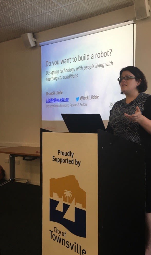 Dr Jacki Liddle addresses a crowd. Image: UQ