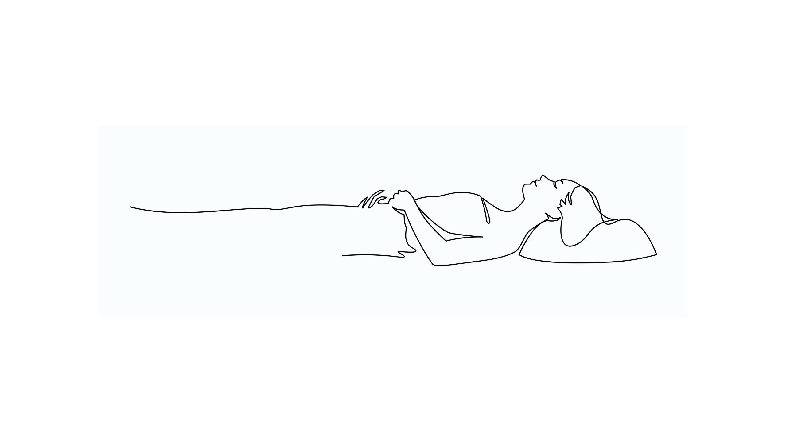 Continuous one line drawing of woman sleeping on a pillow with a blanket
