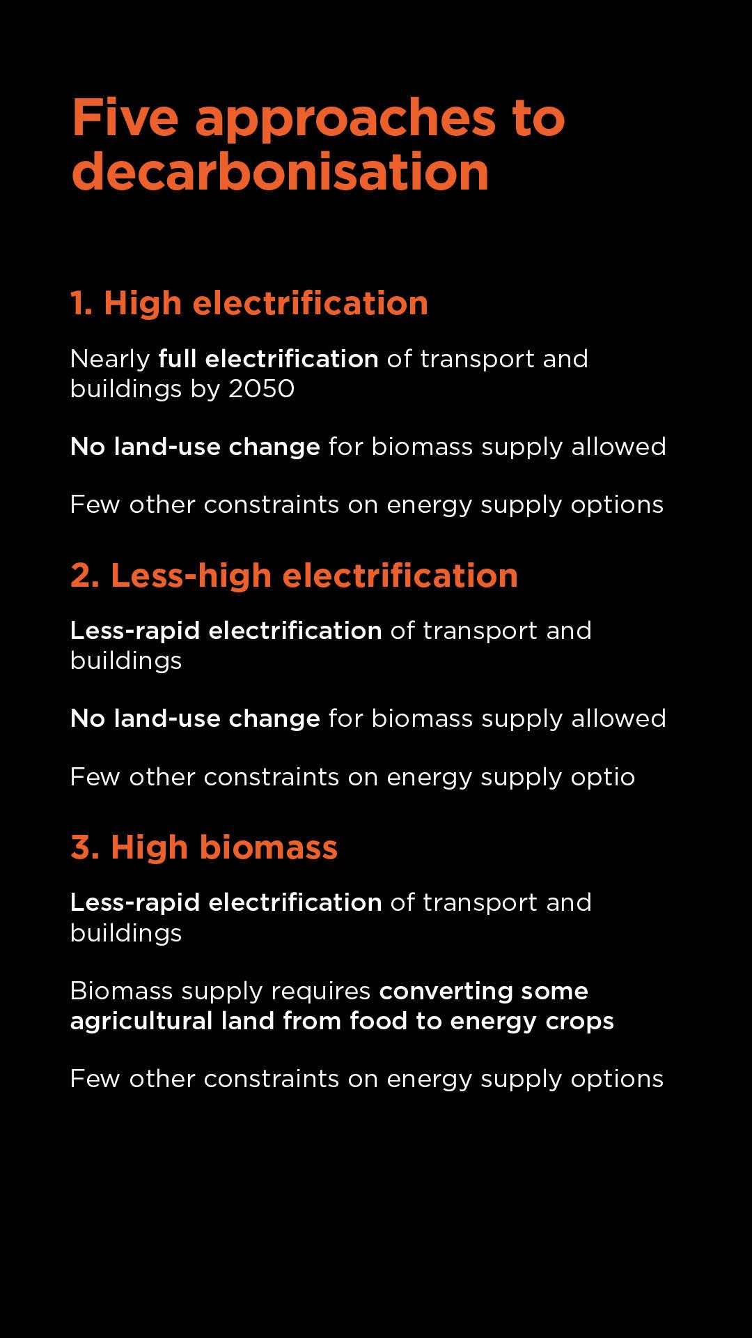 Five possible steps to decarbonisation in the US, according to the Net Zero US study.