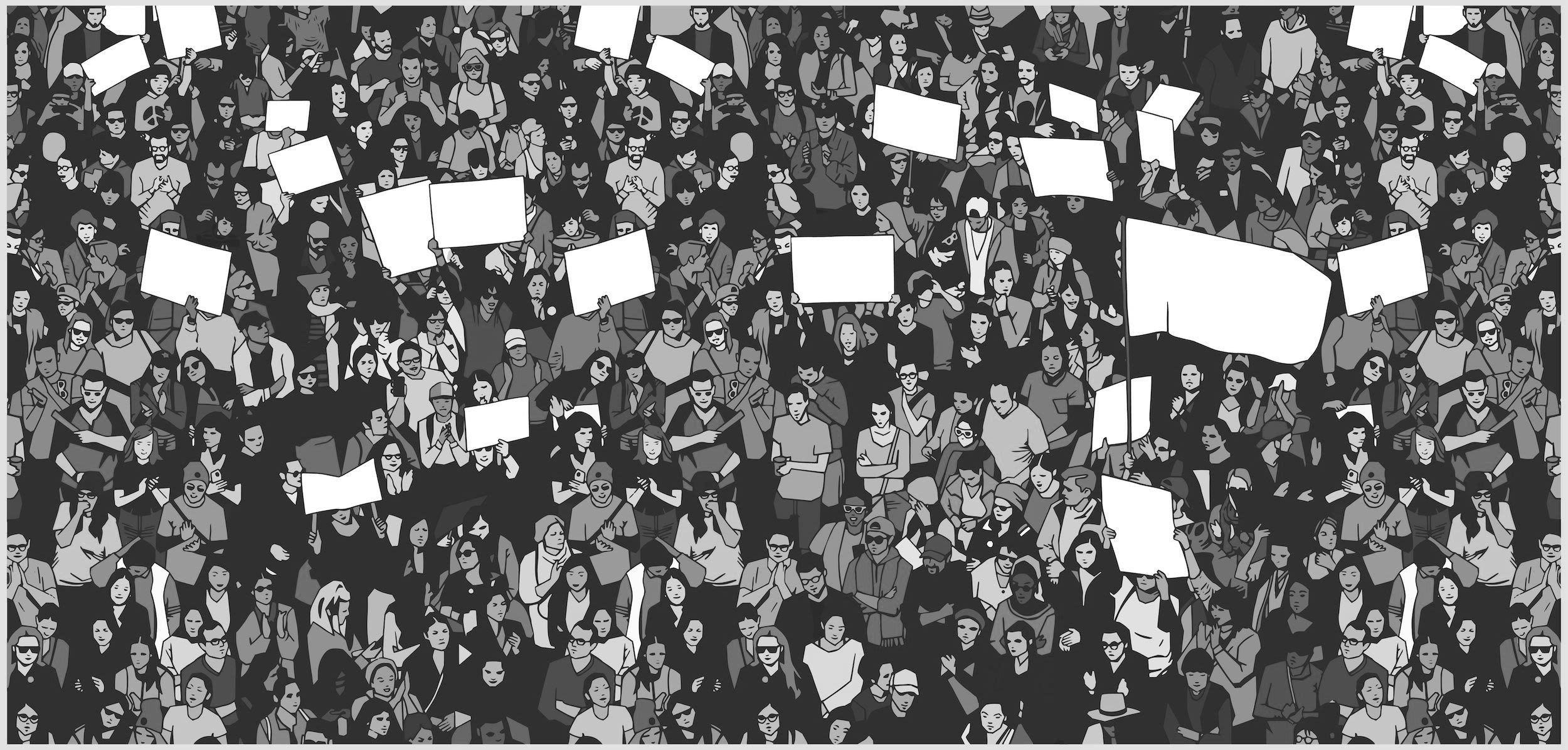 An animation of a crowd in protest.