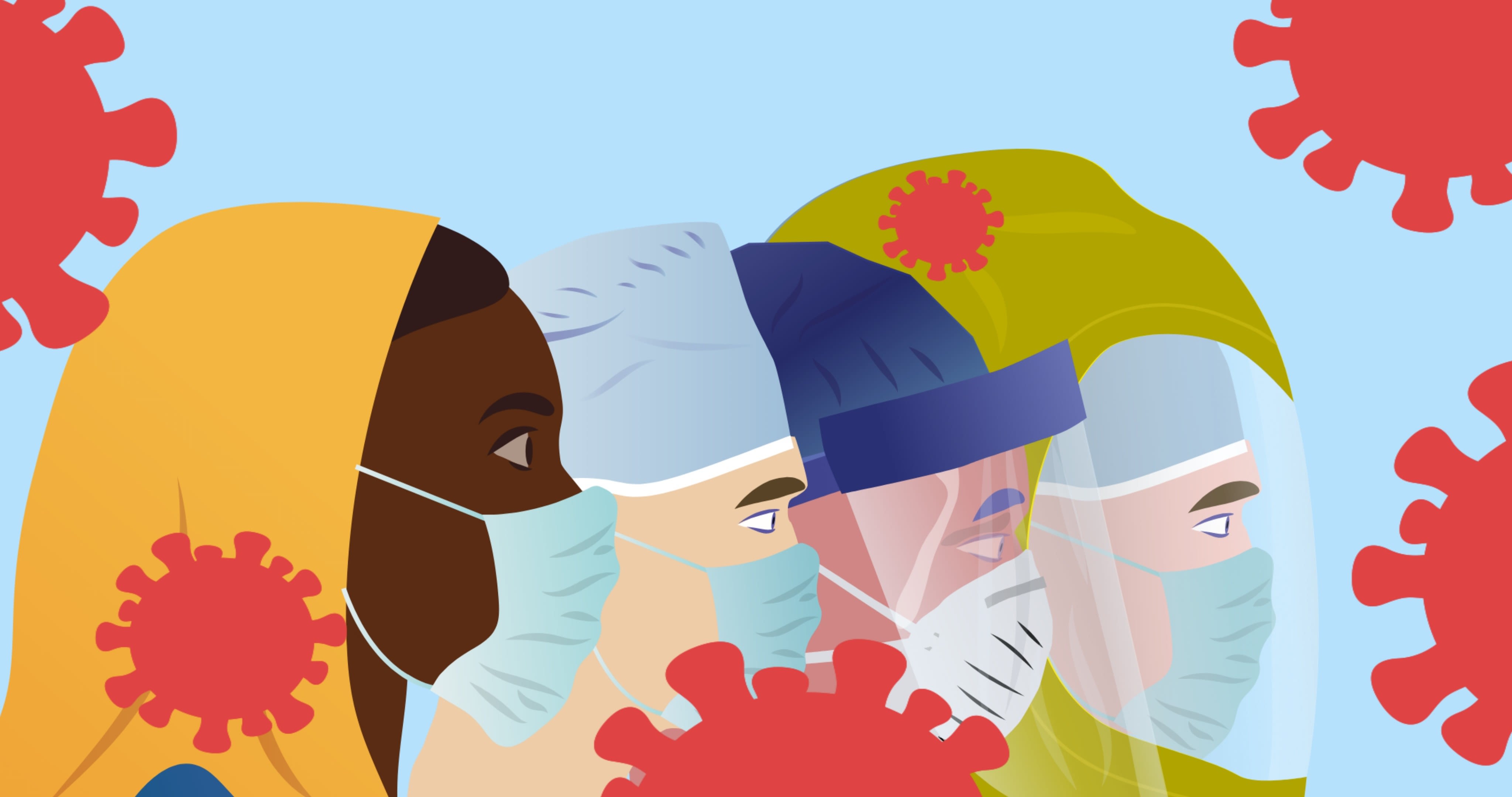 Image of masked health workers