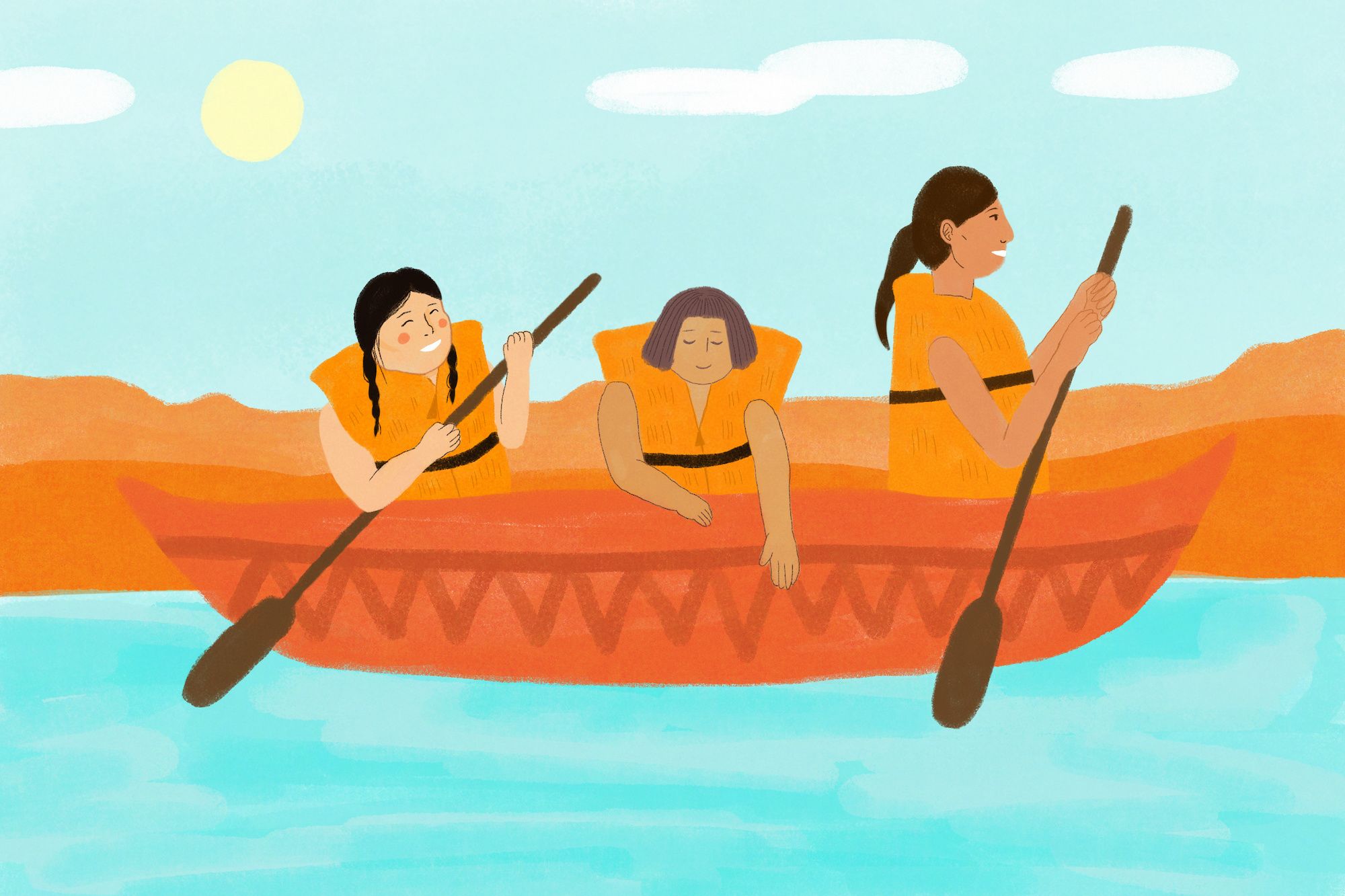 Image of women in canoe