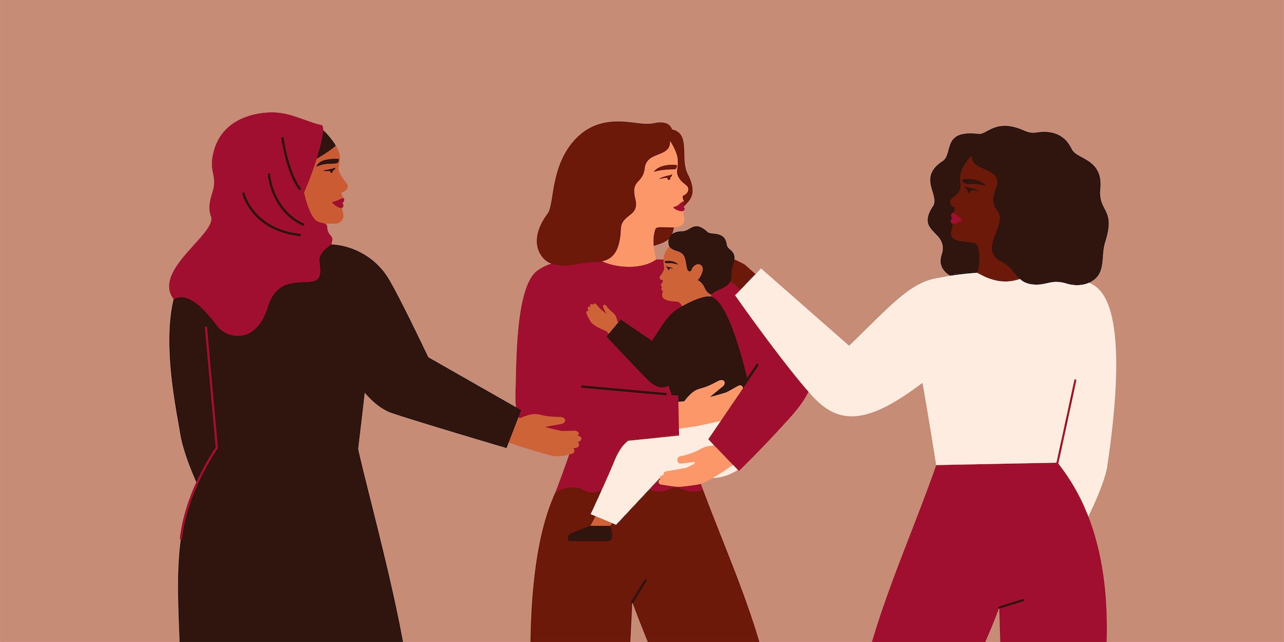 Three women with a child