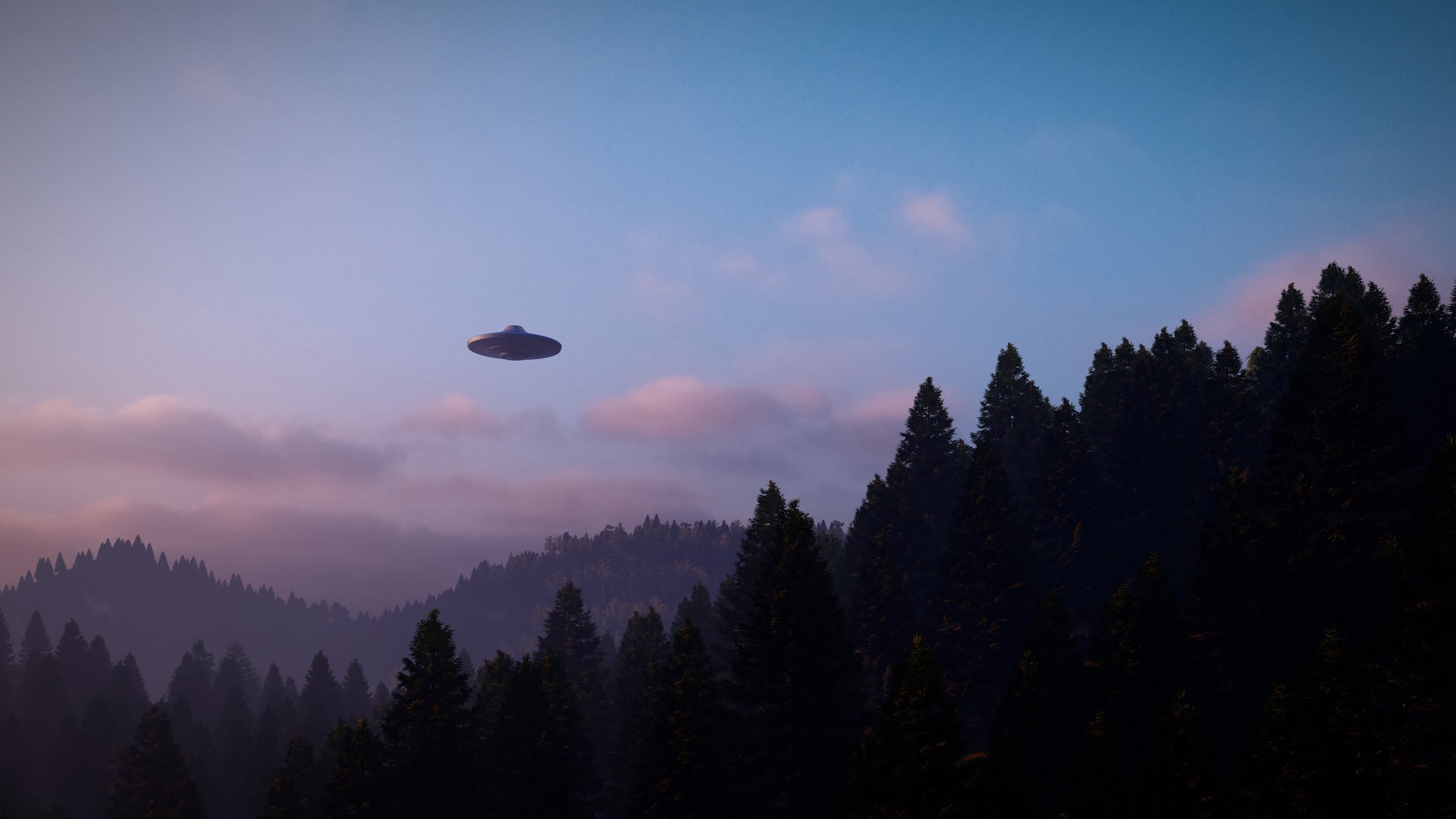 A UFO over mountains