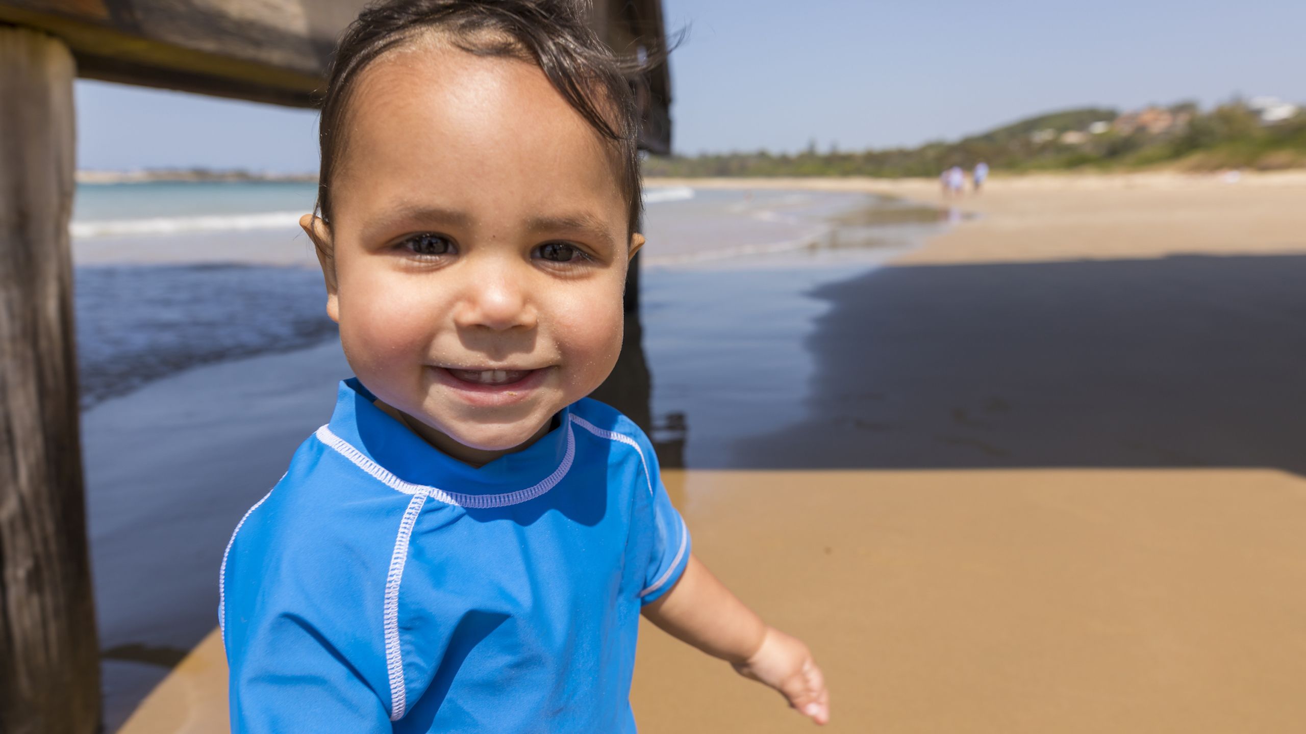 Cute toddler at the beach.