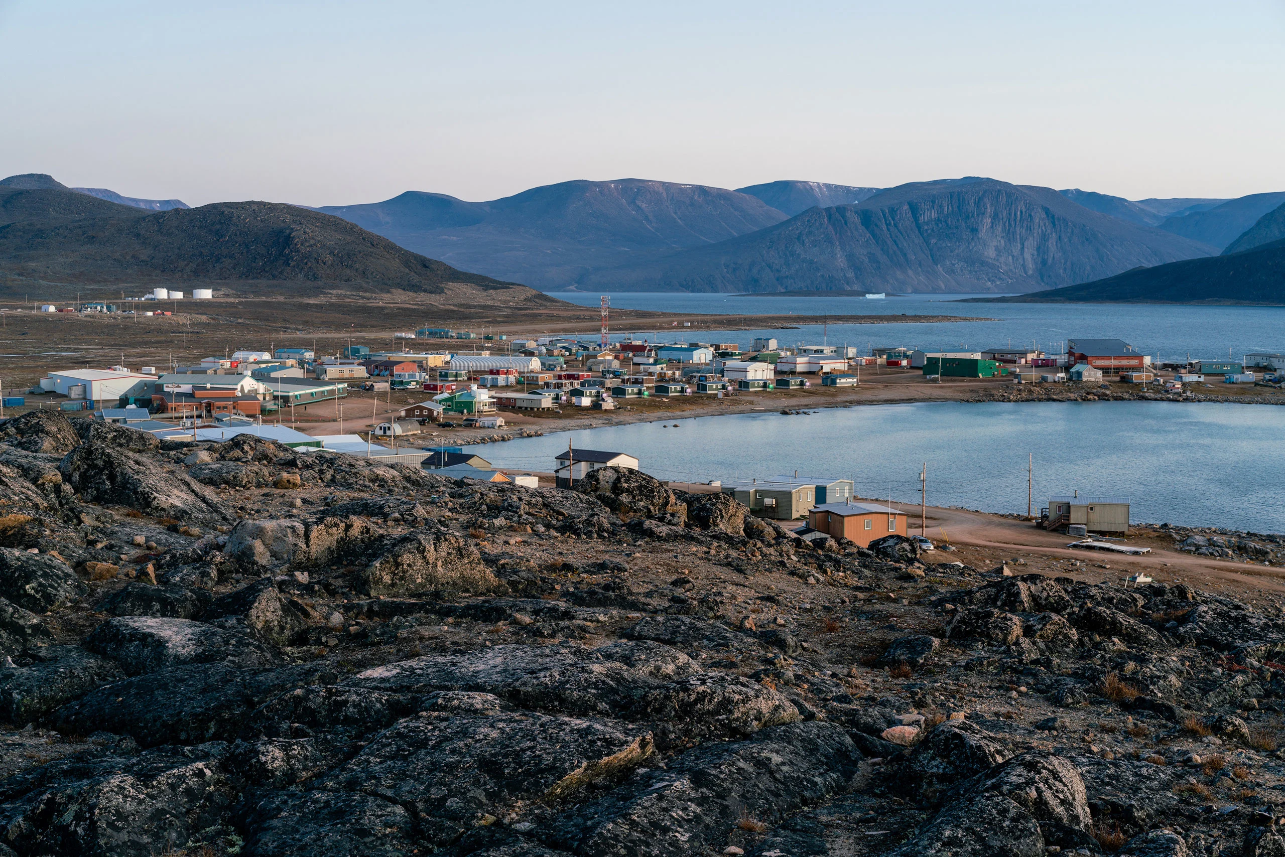 Overlook of Inuit settlement of Qikiqtarjuaq, Broughton Island, Nunavut