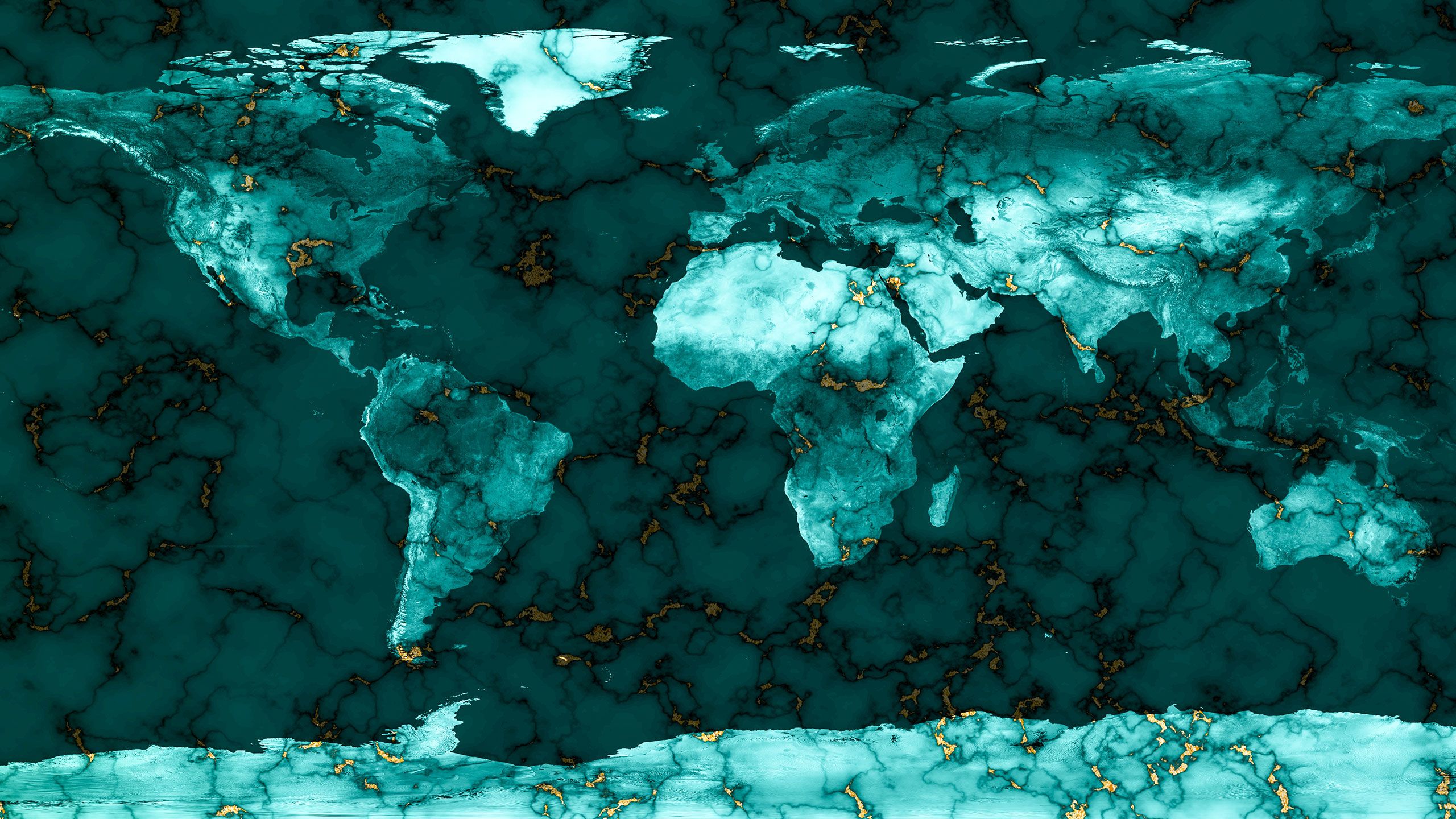 world map on gold mineral granite and blue marble sheet luxury interior texture surface top
