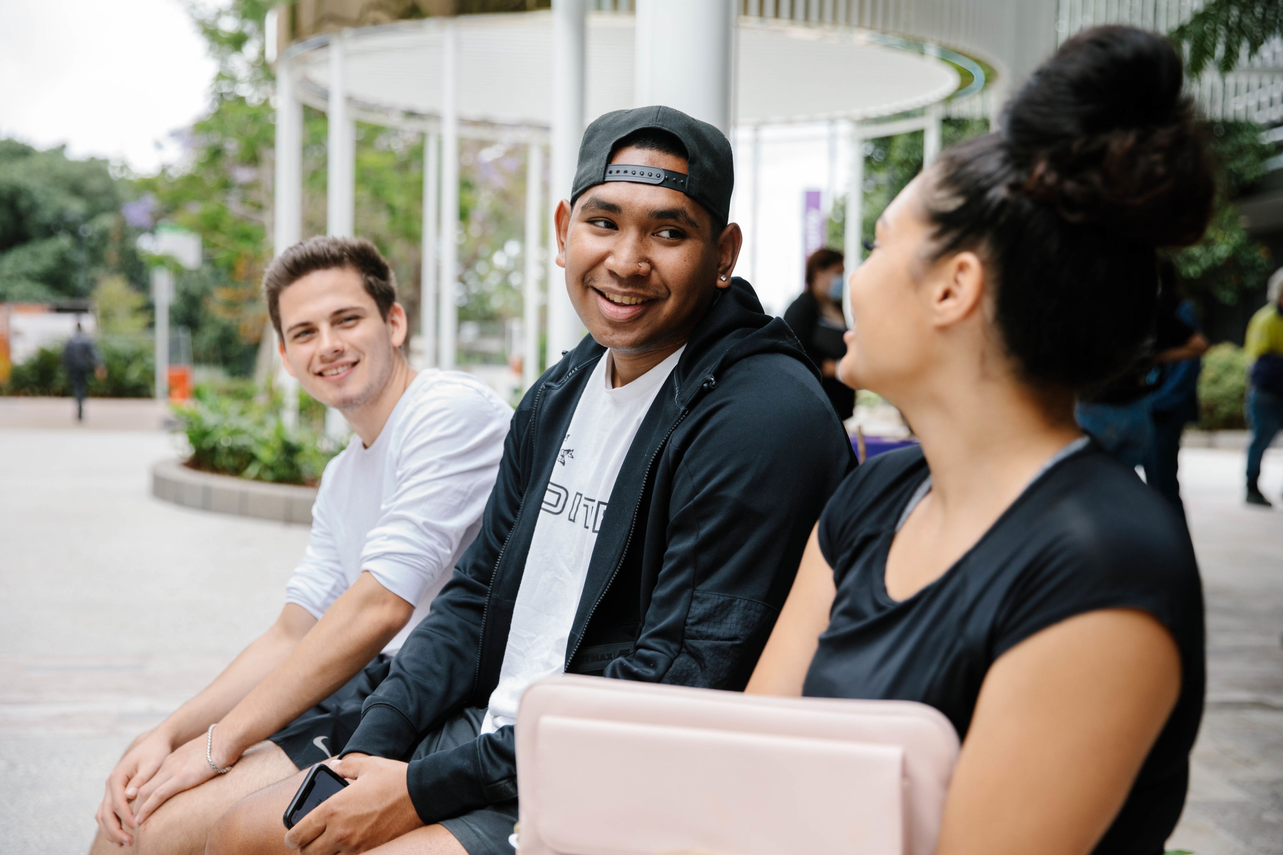 Indigenous students talking at UQ St Lucia campus